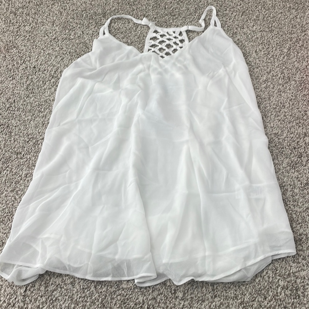 White flowy tank with braided back